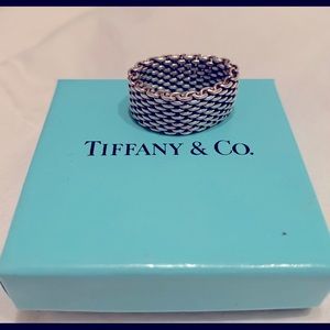 Tiffany sterling chain ring Sz 6